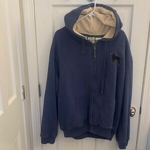 The Black Dog navy and cream zip-front hoodie